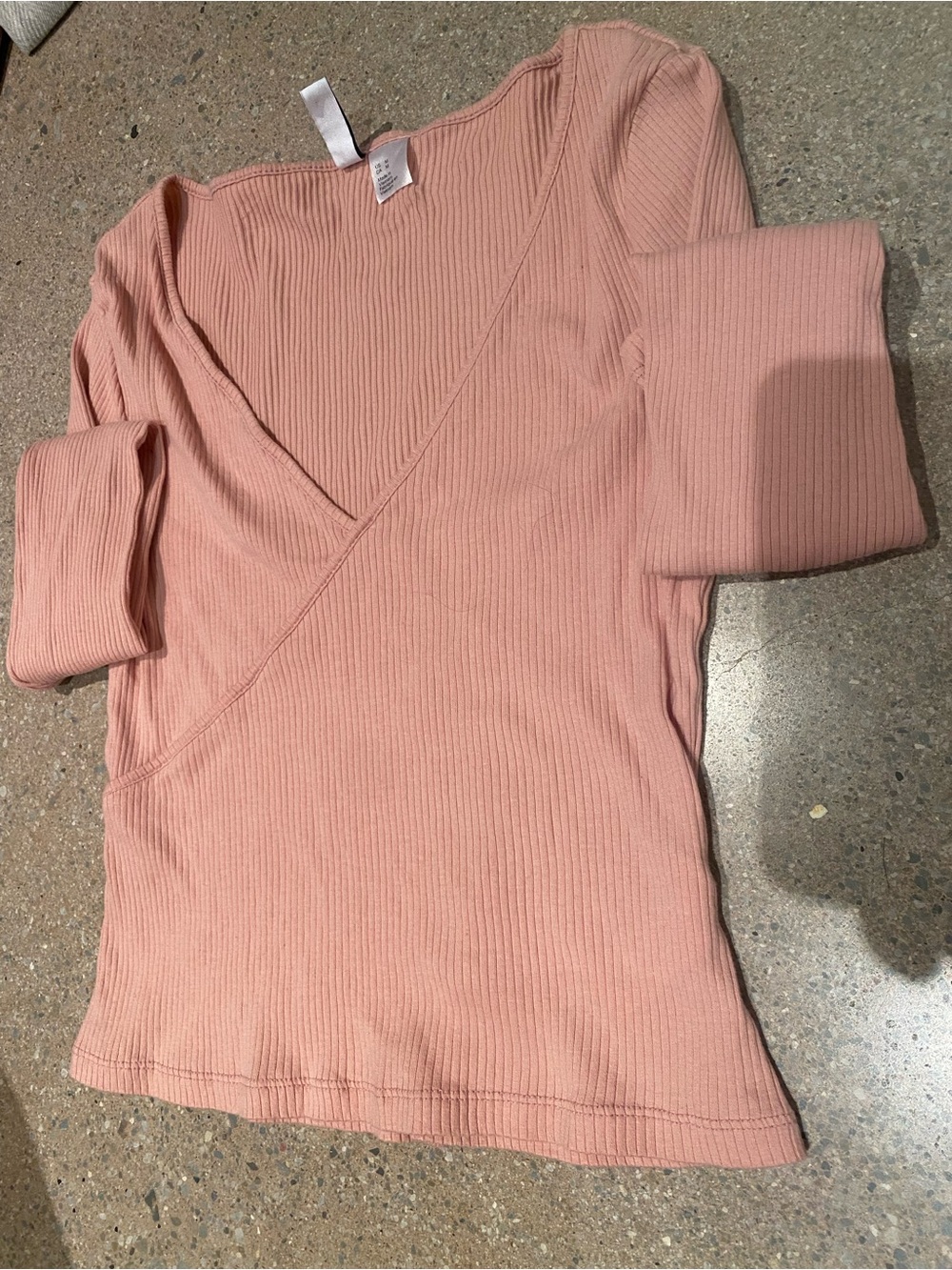 H&M Women's Ribbed Wrap-Style Top - Pink